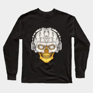 Skull headphones cyberpunk futuristic. Long Sleeve T-Shirt